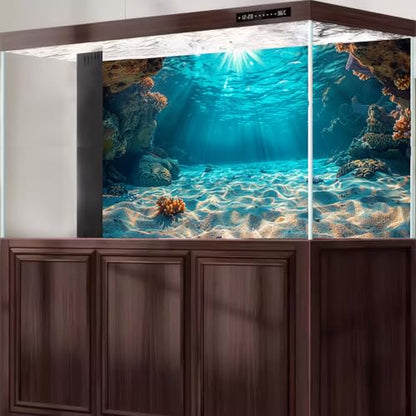 Under The Sea Tropical Seabed Aquarium Background Underwater Coral Reef Ocean Floor Fish Tank Background Stunning Sunray Crystal Clear Undersea Cave Sands Reptile Tank Terrarium Backgrounds 48x18in