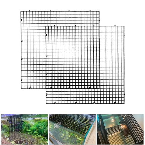 Adjustable Aquarium Fish Tank Divider Filter Bottom Plastic Grid Fish Tank Isolation Board Egg Crate Tray((Black, 2pcs 11.8X11.8Inch with 0.35Inch Hole) - color: Black, size: 2pcs 11.8X11.8Inch with 0.35Inch hole