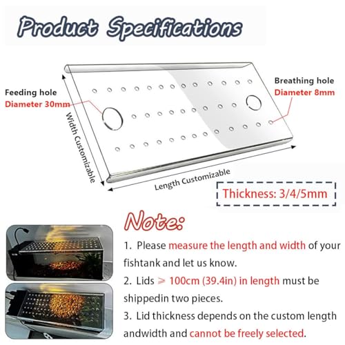 Cat Proof Fish Tank Lid, Acrylic Aquarium Lid, Planted Tank Aquarium Cover, Pet Proof Aquarium Lid for Aquarium Home, Enhanced Safety(60x45cm) - size: 60x45cm