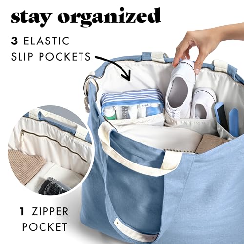 Fit & Fresh XL Beach Tote Bag for Women – XL Travel Tote with Zipper & Pockets, Oversized Canvas Pool Bag, Weekender Carry-On