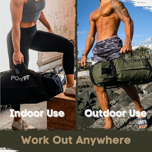 Polyfit Classic Sandbag - Workout Sandbag with 8 Gripping Handles - color: BLACK CAMO, size: Small (10-50lbs)