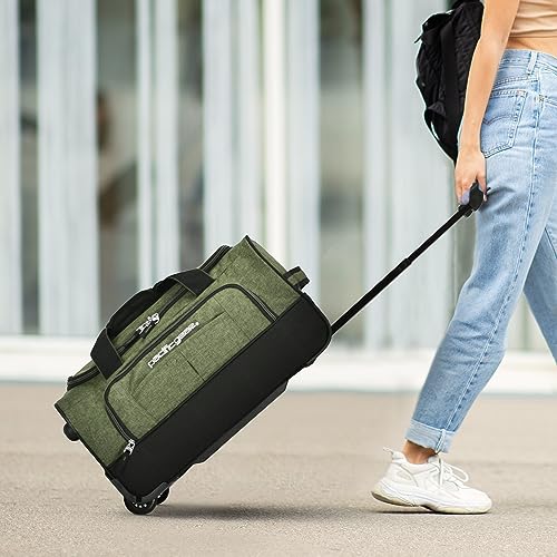 Pacific Gear Duffel Bag with Rolling Wheels - color: Green, size: 21 inch