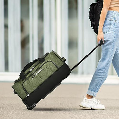 Pacific Gear Duffel Bag with Rolling Wheels - color: Green, size: 21 inch
