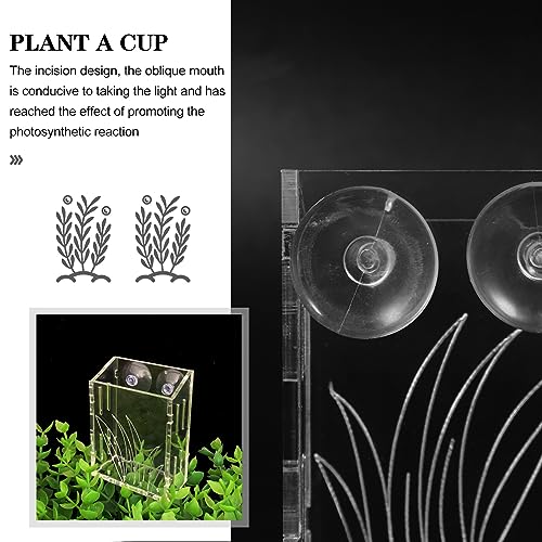 Ipetboom Acrylic Fish Tank Planter Small Vertical Plant Holder for Aquarium Decorative Water Plant Cup