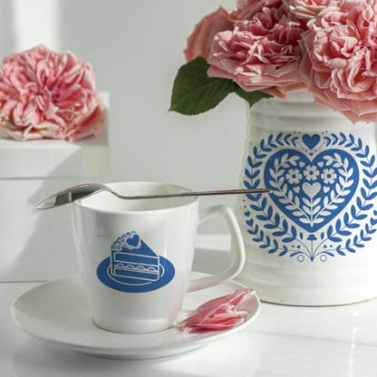 SUPERDANT 5PCS Heart Flower Underglaze Paper Transfer Love Transfer Papers for Clay Ceramic Porcelain Under Glaze Transfers Pottery Enamel Decals Blue Underglaze Decal Handcrafted Gifts for Lovers - style: Valentine's Day Heart