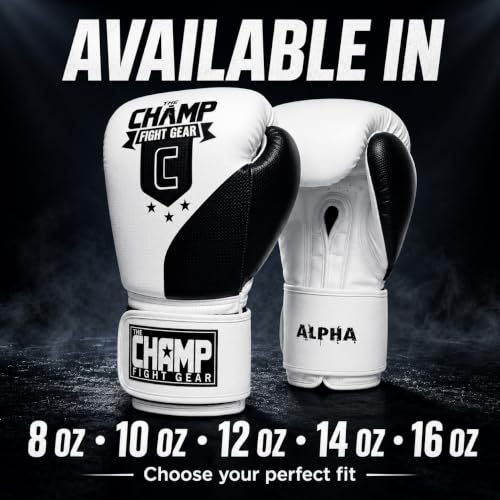 Amber Fight Gear Alpha Series PU Boxing Gloves Pair - color: Black/White, size: 10oz