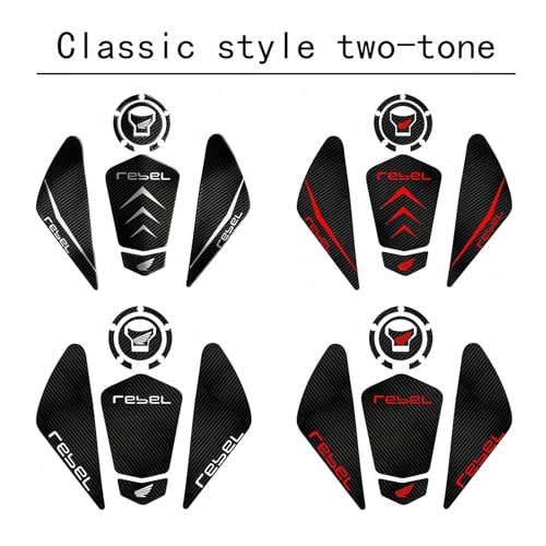 Tank Pad Sticker For Rebel300 Rebel250 Rebel500 Thermal Insulation, Damage Prevention, Coating Protection,The Fuel Tank Pad,New Styles (Black and Red) - color: Black and Red