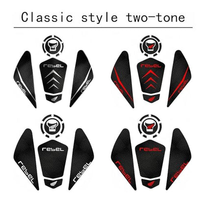 Tank Pad Sticker For Rebel300 Rebel250 Rebel500 Thermal Insulation, Damage Prevention, Coating Protection,The Fuel Tank Pad,New Styles (Black and Red) - color: Black and Red