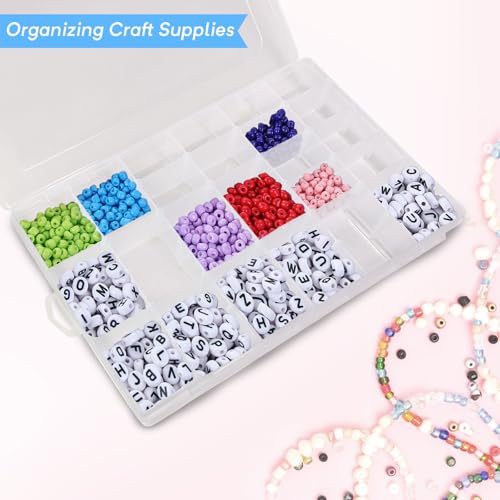 2 Pack Bead Storage Containers with Adjustable Dividers - for Jewelry Making, Craft Supplies, Fishing Tackle, with 2 Sheets Label Stickers - Compatible with Beads, Earrings, and Small Hardware