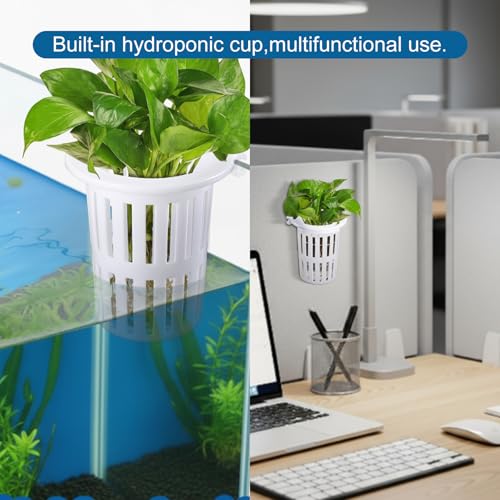 Novabright 2 Pack New Upgraded Large Aquarium Plant Holder with Hydroponic Cup 3.37 Inch Sick Hook and Suction Cup for Fish Tank Aquaponic Plant Cultivation and Aquascape Accessories Decoration(White)