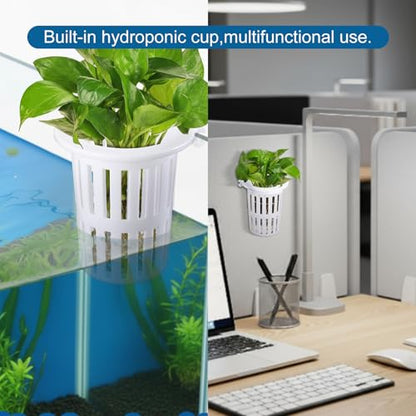 Novabright 2 Pack New Upgraded Large Aquarium Plant Holder with Hydroponic Cup 3.37 Inch Sick Hook and Suction Cup for Fish Tank Aquaponic Plant Cultivation and Aquascape Accessories Decoration(White)