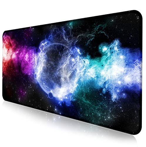 Large Extended Nebula Starry Sky Mouse Pad, Laptop and Home Office Desk Pad | The Surface Of The Mouse Pad Is Designed With Fiber Woven Material, And The Base Is Made Of Natural Anti Slip Rubber. - color: Nebula Starry Sky