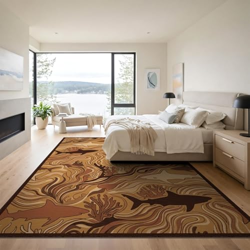 9'x12' Washable Flatwoven Rug, Tan Abstract Shark Stain Resistant Massive Carpet for Dining Room, Basement, Large Office, Non-Slip Chair-Friendly Mat | Ref:2067563 - color: Beige/Pattern 25, size: 9' x 12' (Rectangular)