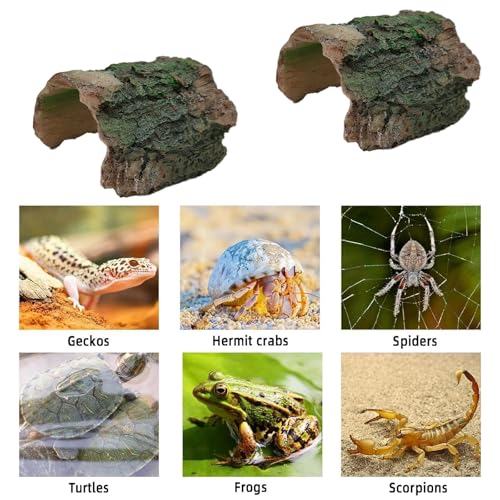 2 Pack Small Betta Log Resin Hollow Tree Trunk Ornament, Aquarium Hideout Reptile Cave Tarantula Hide Terrarium Tank Decor for Fish Shrimp or Small Reptile Scorpion Spider Hermit Crab