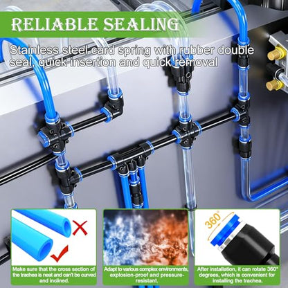 mxuteuk 324PCS Air Line Quick Connect Fittings,1/8",1/4",5/16",3/8",1/2",4/6/8/10mm OD Push to Connect Fittings,Quick Connect Air Hose Fitting,Quick Release Pneumatic Kit