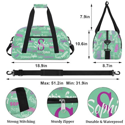 Custom Sports Dance Gym Duffel Bag Girls, Light Green Color Background - color: Color 22