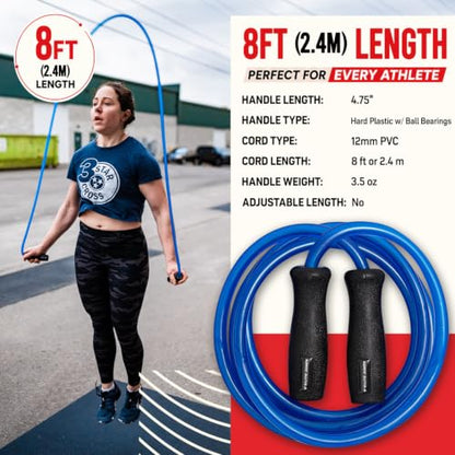 Elite Jumps Muay Thai 2.0 Weighted Jump Rope for MMA, 1.1 lbs, 8 ft - color: Blue