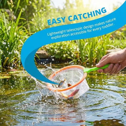 Totority Fishing Net for Kids - 14Pcs Outdoor Mini Catcher Net Set for Nature Exploration and Fish Collecting - Telescopic Plastic Design 8 66X4 72 Inches