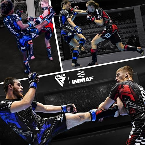 RDX IMMAF Approved Shin Guards, Competition Level Neoprene Shin Pads for Sparring and Grappling, MMA Kickboxing, Professional Shin Insteps Protection, Men Women - color: Blue, size: XX-Large