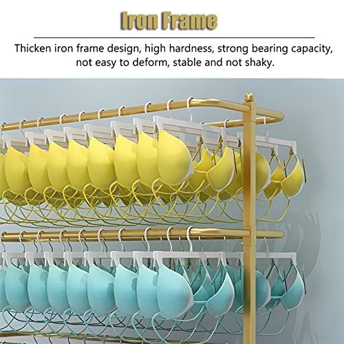 Shelf 4 Layer Metal Bras/Panties Organiser Holder, Large Capacity Tank Tops/Camisoles Display Rack For Bedroom Closet/Boutiques, With Anti-Slip Foot Pad，Black 100x45x150cm