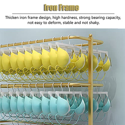 Shelf 4 Layer Metal Bras/Panties Organiser Holder, Large Capacity Tank Tops/Camisoles Display Rack For Bedroom Closet/Boutiques, With Anti-Slip Foot Pad，Black 100x45x150cm