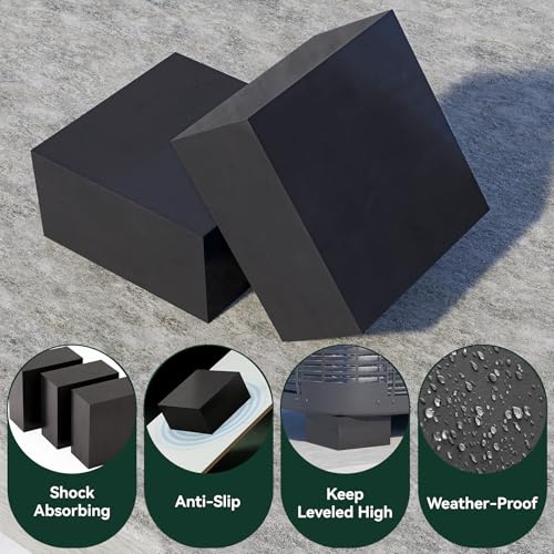 Flehomo Rubber Anti-Vibration Pads, 4" x 4" x 2" Square Vibration Isolation Mats, Heavy Duty Isolator Pads for Central Air Conditioner Outdoor Unit, HVAC, Air Compressor and Dryer, Pack of 4, Black