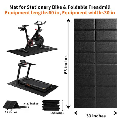 THAILE Exercise Bike Mat for Peloton, 63" x 30" x 6mm Floor Protector | Stability & Cushioning Reduces noise and vibration under Peloton-compatible bikes, spin bikes, treadmills and walking pads. - size: 63"L x 29.5"W x 0.24"Th