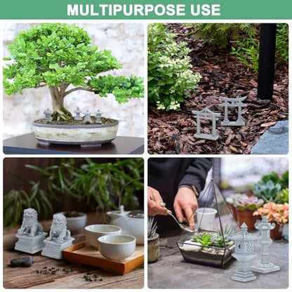 M METERXITY 3.7" H Miniature Torii Gate Ornaments with Plaque, Mini Chinese Gate Models Decorative Japanese Sandstone Tiny Home Landscape Accessories for Aquarium/Fish Tank/Garden Decor