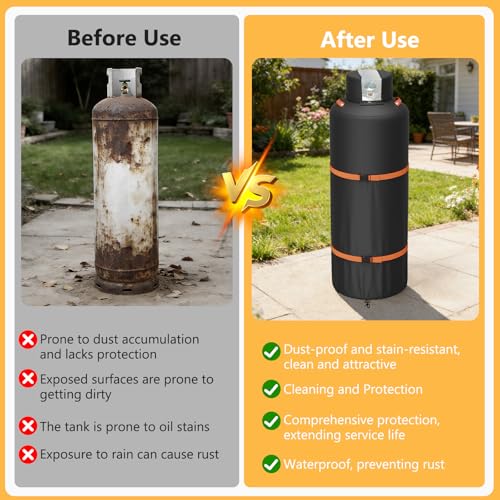 100lb Propane Tank Cover, Heavy-Duty Waterproof Outdoor Gas Cylinder Cover,All-Weather Dustproof,Fits Standard 100lb Tank Cylinder-15.7" Dia x 48.8" H,Black - color: Black, size: 100lb