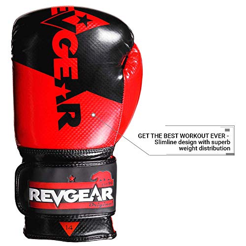 Revgear Pinnacle Boxing Glove | Entry Level | Comfortable & Stylish - color: Red/Black, size: 14OZ