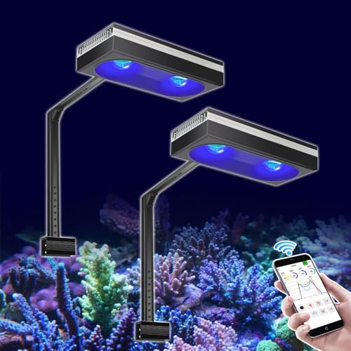 2PCS RL180 WiFi Full Spectrum Marine Led Lights with Arm Kit, Reef Aquarium Led Lighting 120CM-150CM Marine Reef Aquarium Fish Tank - size: 2 Light with Arm kit