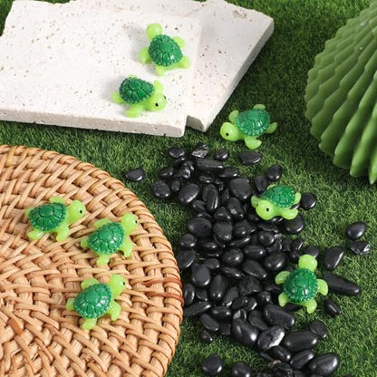 60PCS Mini Green Turtle, Mini Resin Tortoise, Cute Miniature Sea Turtle Figurines, Tiny Tortoise Figurines for Fairy Garden Landscape, Aquarium, Birthday Party, Ornament Home Plant Decor and DIY Craft