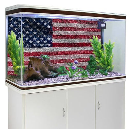 AWERT Vinyl 48x18 inches American Flag Aquarium Background Fish Tank Background Stars and Stripes Terrarium Background - size: 48x18in/120x45cm