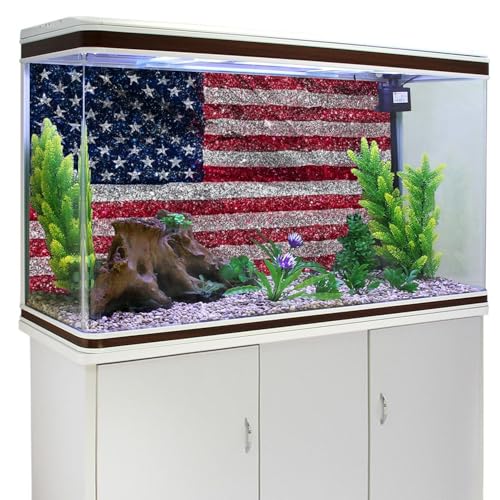 AWERT Vinyl 60x24 inches American Flag Aquarium Background Fish Tank Background Stars and Stripes Terrarium Background - size: 60x24in/150x60cm