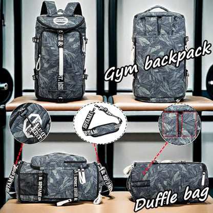 SDTAME Gym Duffel Backpack with Shoe Pocket & Laptop Sleeve - color: Silver