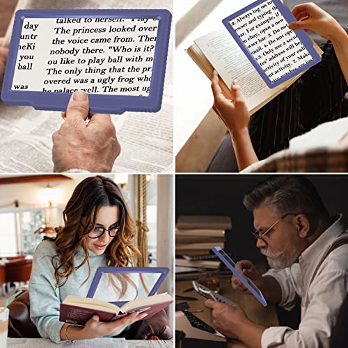 5X Full-Page Magnifying Glass for Reading, Handheld Lightweight Magnifier Provide Large Page Viewing Area Perfect for Reading Small Prints and Low Vision Person,Blue