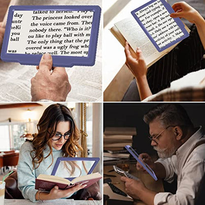 5X Full-Page Magnifying Glass for Reading, Handheld Lightweight Magnifier Provide Large Page Viewing Area Perfect for Reading Small Prints and Low Vision Person,Blue