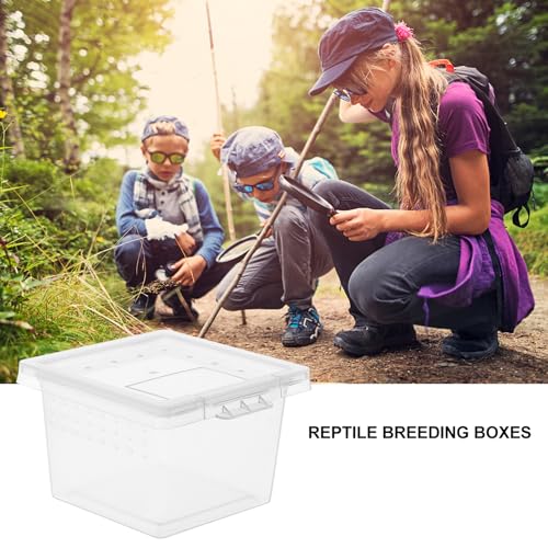 Transparent Reptile Breeding Boxes 2.67X2.16X1.77In Small Feeding Cage Tank for Snakes Lizards Geckos and Insects with Secure Lid for Safe Habitat