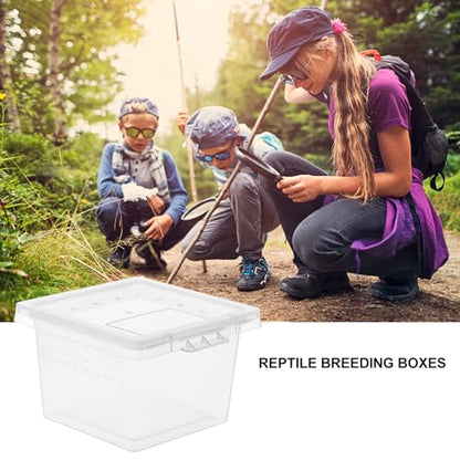 Transparent Reptile Breeding Boxes 2.67X2.16X1.77In Small Feeding Cage Tank for Snakes Lizards Geckos and Insects with Secure Lid for Safe Habitat