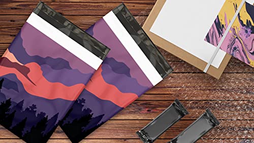 10x13 (100) Mountain Sunset Summer Designer Poly Mailers Waterproof Self Sealing Tear Resistant Polymailers Shipping Envelopes Premium Printed Bags For Small Businesses