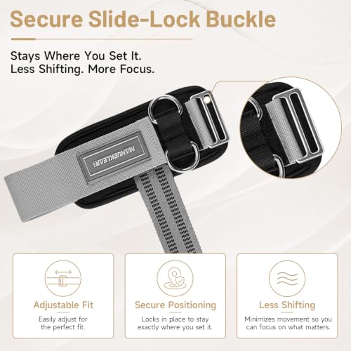MANUEKLEAR 2 Size Gym Lifting Straps with D Rings for Cable Machine - color: Gray