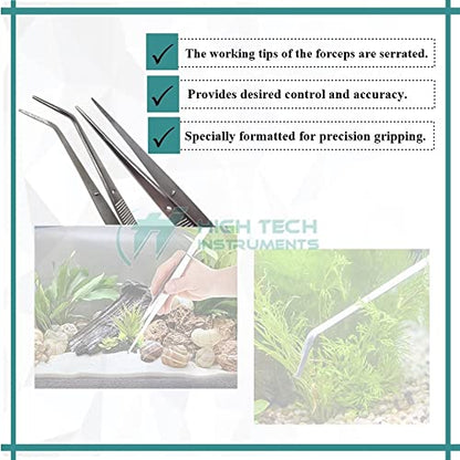 Reptile Feeding Tongs Straight Aquarium Tweezers Anti-Rust Thickened Stainless Steel Forceps, for Terrarium, Fish Tank, Snakes/Lizards/Gecko, Planting By HTI (6" - Set of 2)