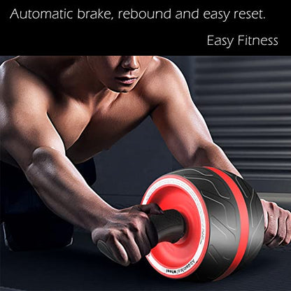 AB Wheel Roller with Resistance Spring, Automatic Rebound Core Trainer - color: Black