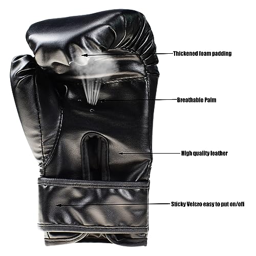 Boxing Gloves for Kids, Kids Sparring Punching Gloves for Punching Bag,Youth Training Kickboxing, Muay Thai - color: Black