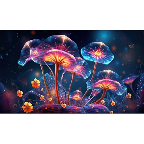 Flower Aquarium Background Modern Style Bluebell Blooming Flower Floral Design Terrarium Background Mysterious Elegant Glowing Fantasy Flower Fish Tank Backdrop Poster Decorations Vinyl 24x16in - color: Orange Red, size: 24(W)x16(H)in