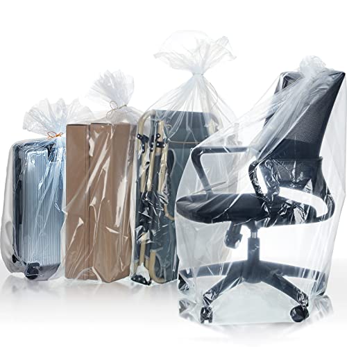 16 Pcs Extra Large Plastic Storage Bags Clear Giant Furniture Suitcase Covers for Moving Jumbo Plastic Moving Bags for Clothes Furniture Luggage Comforter Chair Bike Blanket, 4 Sizes