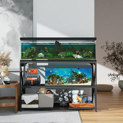 55-75 Gallon Fish Tank Stand, 49.2 x 19.7x 31.5 Inch,Industrial Aquarium Stand with Power Outlet and Switch, Turtle Tank, Reptile Terrariums and Breeder Tank Stand, Black - size: 55-75 Gallon
