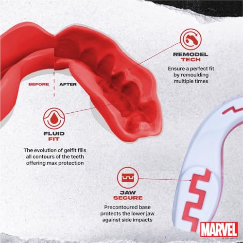 Marvel Logo Sports Mouth Guard, Adult Dual Layer Mouthguard with Case - color: Marvel Logo, size: Adult (12+ Years)