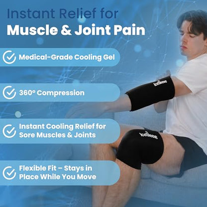 IceSleeve Elbow & Knee Ice Pack Wrap, Cold & Heat Therapy, Black SM, 1 Pack - color: Black, size: Small/Medium