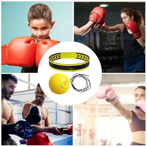 Boxing Reflex Ball Headband Multifunctional Fun Effective Hand Eye | Beginners Reflex Punching Ball Boxing Gear for Adults Enthusiasts Families Friends Amateurs Lovers Fun Sp - color: Yellow ball